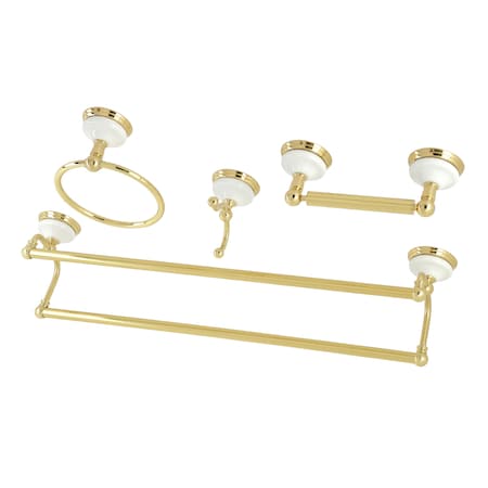Kingston Brass 4-Pieces Dual Towel Bar Bathroom Set, Polished Brass BAK1113478PB